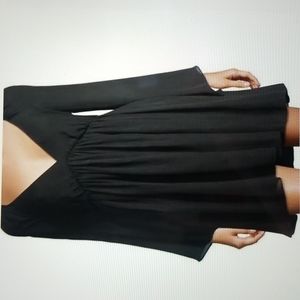 Catherine Malandrino Black Pleated Mini Dress with Bell Sleeves